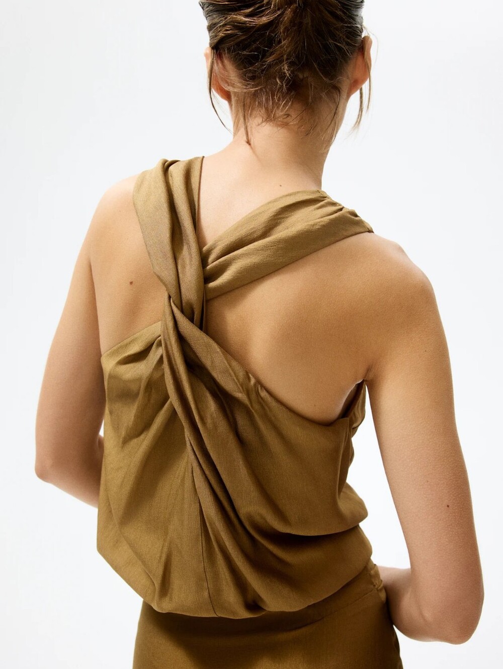 H&M Lovely Twist Back Bubble Top Olive Green Bnwt. Matching Skirt Separatly Sold